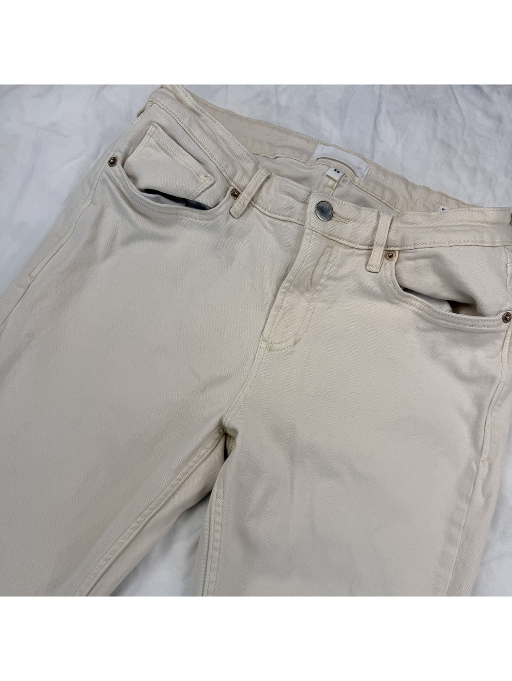 Dear John Blaire Straight Jeans Women's 30 White Swan Cream Stretch Denim